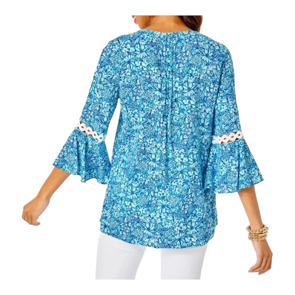 Lilly Pulitzer Hollie Tunic Top- Blue and White XS - Picture 2 of 11